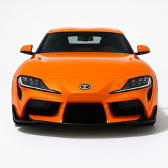 1:24 Toyota GR Supra A90 (2019+) diecast model car in bright orange – sporty front view with aggressive aerodynamic styling.