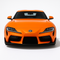 1:24 Toyota GR Supra A90 (2019+) diecast model car in bright orange – sporty front view with aggressive aerodynamic styling.