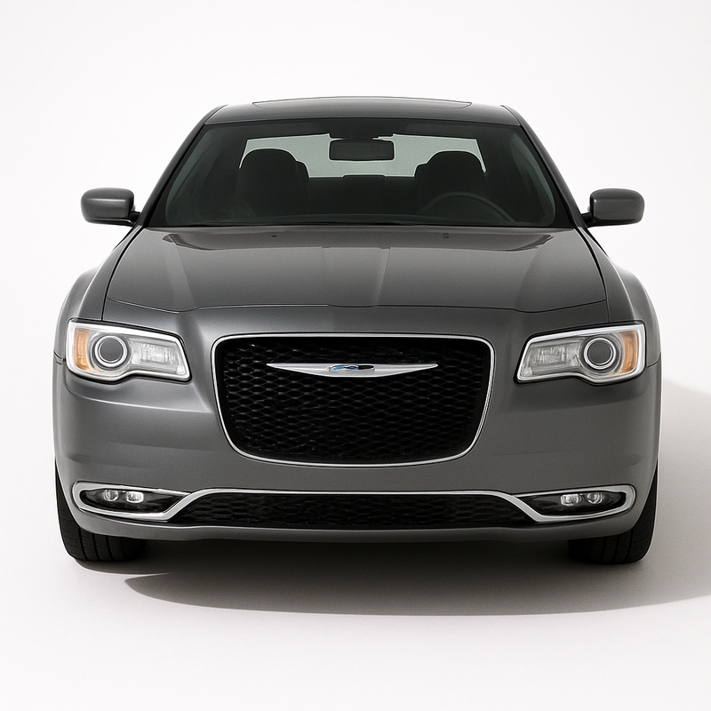 1:64 Chrysler 300 (2015–2023) diecast model car – grey full-size American luxury sedan, front view.