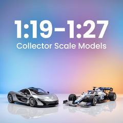 1:19 to 1:27 scale diecast model cars - McLaren P1 and Formula 1 racing car