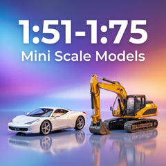 1:51 to 1:75 scale mini diecast models - Ferrari sports car and tracked excavator