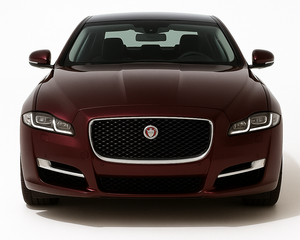 1:24 Jaguar XJ X351 (2010–2019) diecast model car in red – luxury sedan front view with signature mesh grille and sleek headlights.