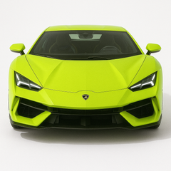 1:18 Lamborghini Revuelto (2024+) diecast model car in bright green – aggressive hybrid V12 supercar front view with sharp LED headlights.