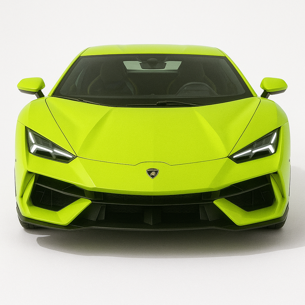 1:18 Lamborghini Revuelto (2024+) diecast model car in bright green – aggressive hybrid V12 supercar front view with sharp LED headlights.
