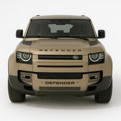 1:64 Land Rover Defender L663 (2020+) diecast model car in brown – rugged modern SUV front view with bold square styling.