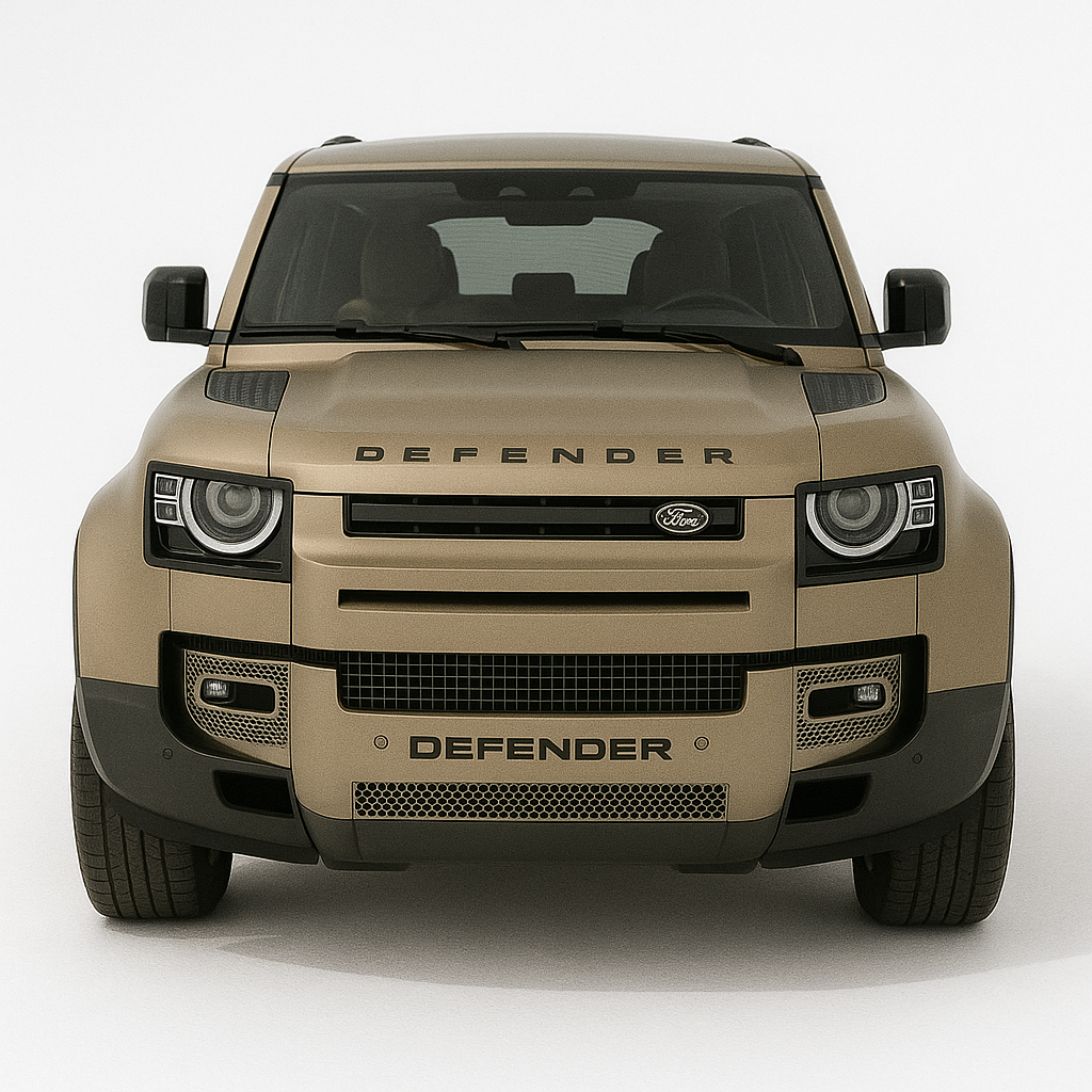 1:64 Land Rover Defender L663 (2020+) diecast model car in brown – rugged modern SUV front view with bold square styling.