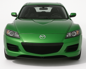 1:32 Mazda RX-8 (2003–2012) diecast model car in green – sporty front view with rotary-engine coupe styling.