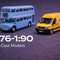 1:76-1:90 scale die-cast models miniature double decker bus and delivery van studio image