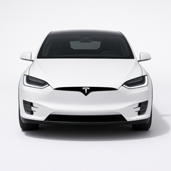 1:18 Tesla Model X (2021 generation) diecast model car in white – detailed front view with modern LED headlights.