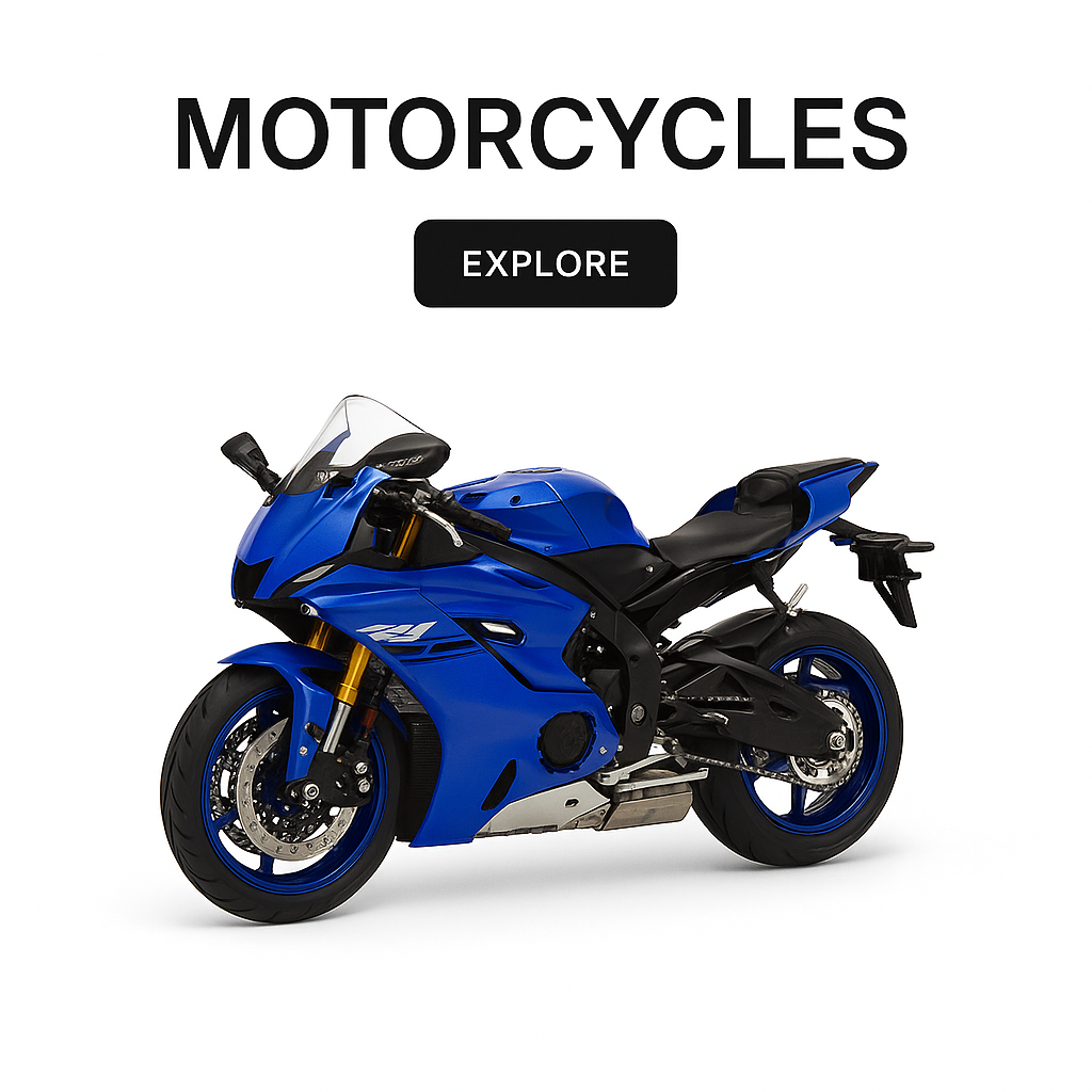 Blue Yamaha R1 diecast motorcycle model on white background – collectible scale bike