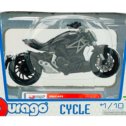 1:18 scale diecast Ducati XDiavel S model motorcycle in Bburago packaging