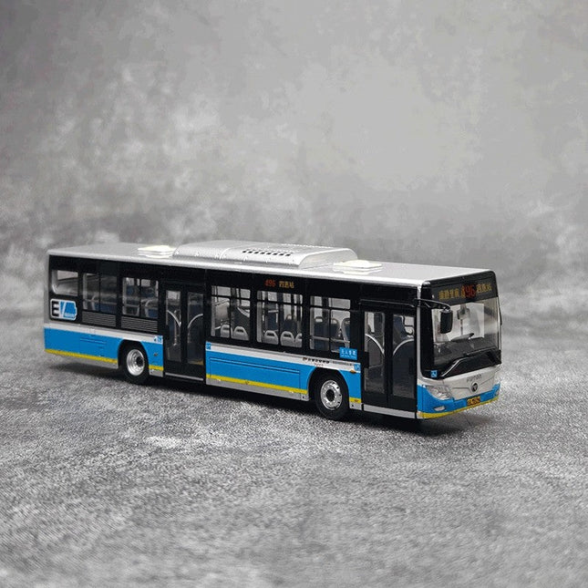 YX Car Model Original Beijing Bus Route 496 1:64 Diecast Model Bus - studio product photo of the scale model