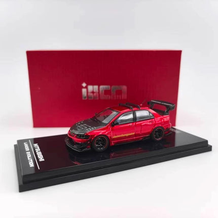 IHCM Mitsubishi Lancer Evolution IX Malaysia Limited Modified Red 1:64 Diecast Model Car - studio product photo of the scale 
