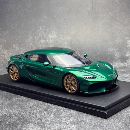 GT Spirit Koenigsegg Gemera 2024 Racing Green 1:18 Resin Model Car - studio product photo of the scale model