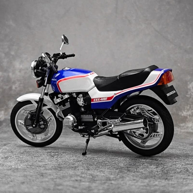 Aoshima Honda CBX400F Motorcycle Blue 1:12 Diecast Model Motorcycle - detailed collector display model