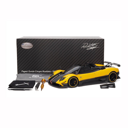 Almost Real Pagani Zonda Cinque Convertible Yellow 1:18 Diecast Model Car - detailed die-cast style model