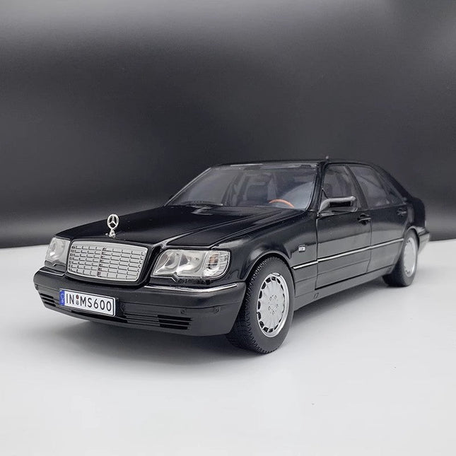 YX Car Model 1990 Mercedes-Benz S600 W140 Black 1:18 Diecast Model Car - detailed collector display model