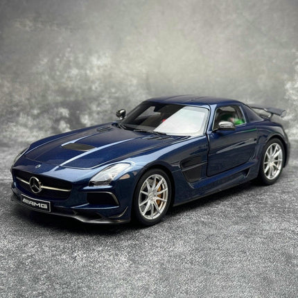 Minichamps Mercedes-Benz SLS AMG Roadster Metallic Blue 1:18 Diecast Model Car - detailed collector display model