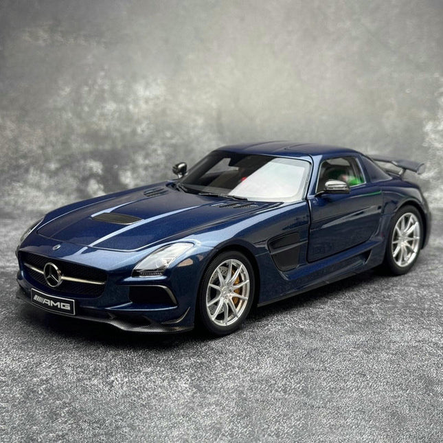 Minichamps Mercedes-Benz SLS AMG Roadster Metallic Blue 1:18 Diecast Model Car - detailed collector display model