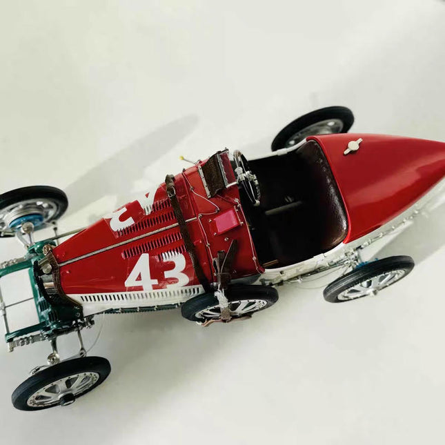 CMC Bugatti Type 35 Grand Prix Red & White #43 1:18 Diecast Model Car - studio product photo of the scale model
