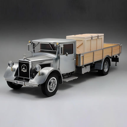 CMC Mercedes-Benz LO 2750 Racing Transporter Silver M-171 1:18 Diecast Model Car - detailed collector display model
