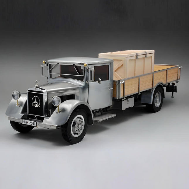 CMC Mercedes-Benz LO 2750 Racing Transporter Silver M-171 1:18 Diecast Model Car - detailed collector display model