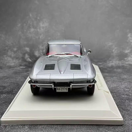 Norev Chevrolet Corvette Sting Ray 1963 Silver 1:18 Diecast Model Car - collectible scale model car