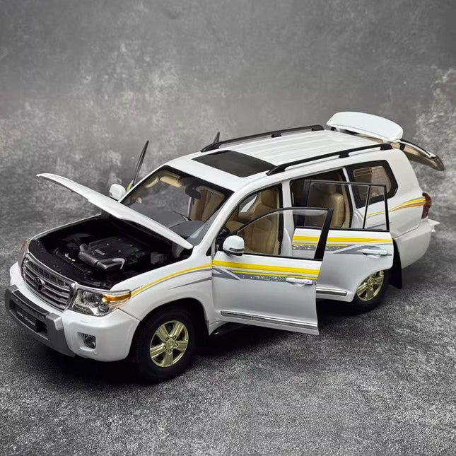 Original Factory Toyota Land Cruiser LC200 Black 1:18 Diecast Model Car - studio product photo of the scale model