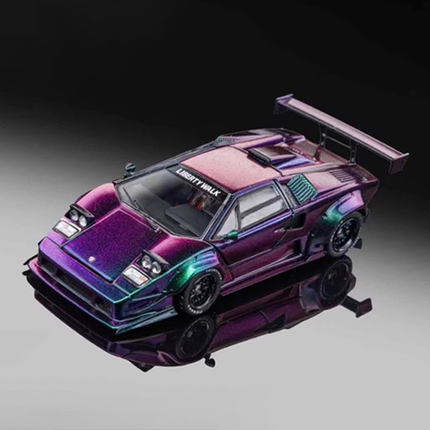Topart Lamborghini Countach LBWK Black 1:64 Diecast Model Car - detailed collector display model
