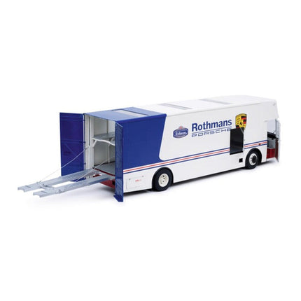 Schuco Mercedes-Benz O317K Porsche Racing Transporter - Rothmans 1:18 Diecast Model Car - collectible scale model car