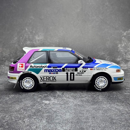 Otto Mazda 323 GTX Group A #10 1991 White 1:18 Resin Model Car - studio product photo of the scale model