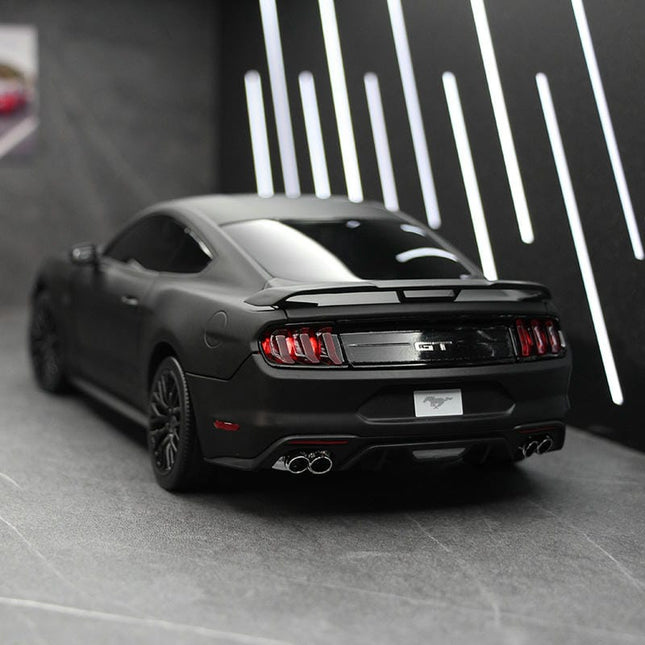 Unbranded Ford Mustang Matte Black 1:18 Diecast Model Car - studio product photo of the scale model
