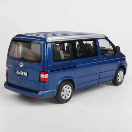 Norev Volkswagen VW California (2003) Ravenna Blue 1:18 Diecast Model Car - studio product photo of the scale model