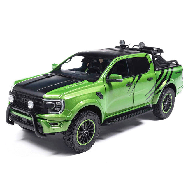 Solido Ford Ranger Raptor 2024 Metallic Green Pickup 1:18 Diecast Model Pickup - detailed collector display model