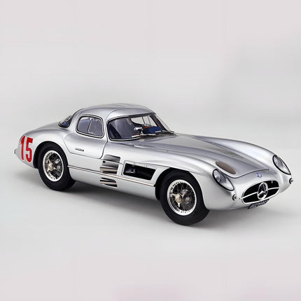 CMC Mercedes-Benz 300 SLR 1955 Uhlenhaut Coupe Silver 1:18 Diecast Model Car - studio product photo of the scale model