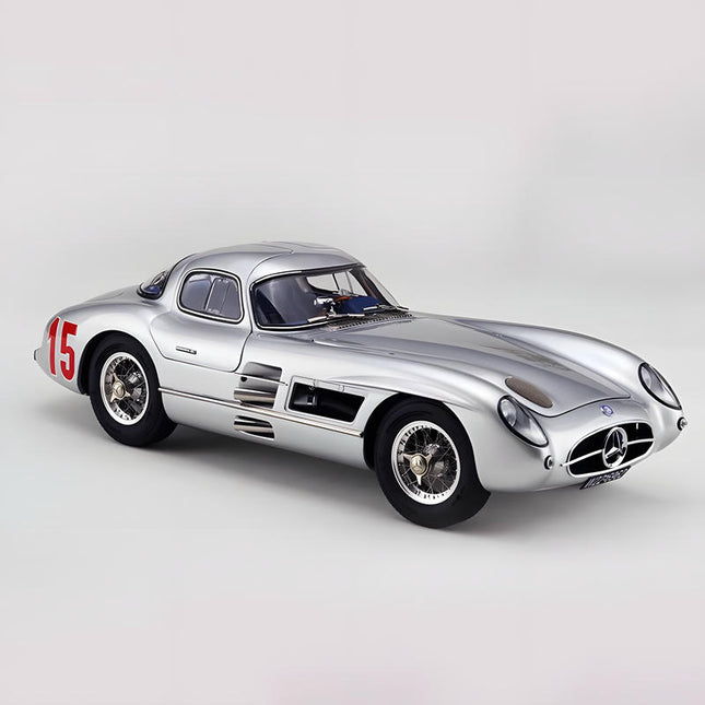CMC Mercedes-Benz 300 SLR 1955 Uhlenhaut Coupe Silver 1:18 Diecast Model Car - studio product photo of the scale model