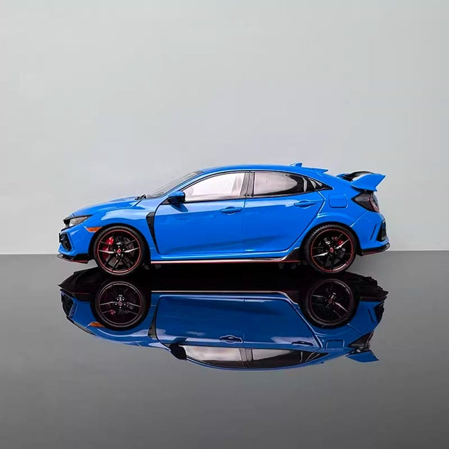 LCD Model Honda Civic Type-R FK8 Blue 1:18 Diecast Model Car - studio product photo of the scale model