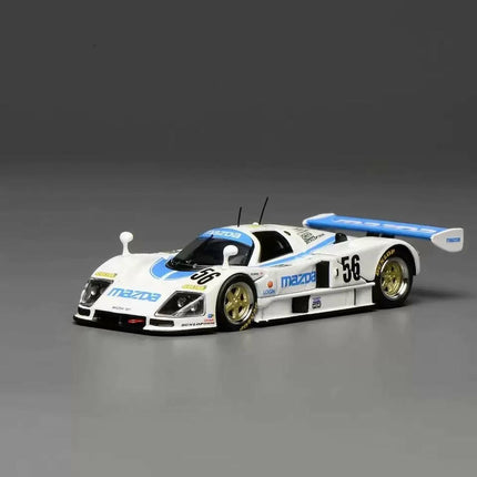 Motorhelix Mazda 787B #56 1991 Blue White 1:64 Diecast Model Car - studio product photo of the scale model