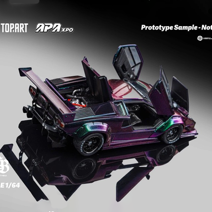 Topart Lamborghini Countach LBWK Black 1:64 Diecast Model Car - collectible scale model car
