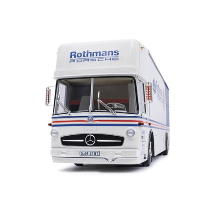 Schuco Mercedes-Benz O317K Porsche Racing Transporter - Rothmans 1:18 Diecast Model Car - fine detailed model replica