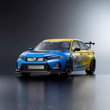 Kyosho Honda Civic Type R FL5 Spoon Edition Yellow Blue 1:18 Resin Model Car - studio product photo of the scale model