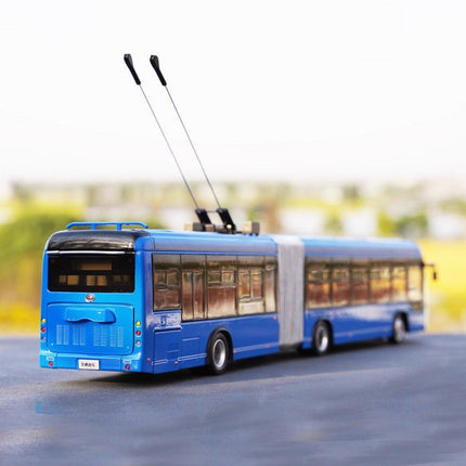 Original Manufacturer Original Yutong Dual-Source Trolleybus Shanghai BRT Bus Blue 1:42 Diecast Model Bus - studio product ph