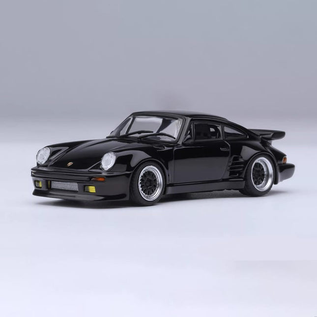 AutoArt Porsche 911 (930) Turbo Blackbird Wangan Midnight Edition 1:64 Diecast Model Car - detailed collector display model