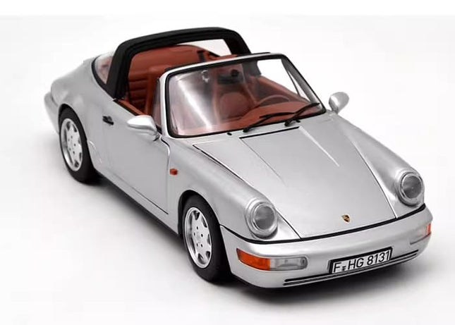 Norev Porsche 911 1990 Silver 1:18 Diecast Model Car - studio product photo of the scale model