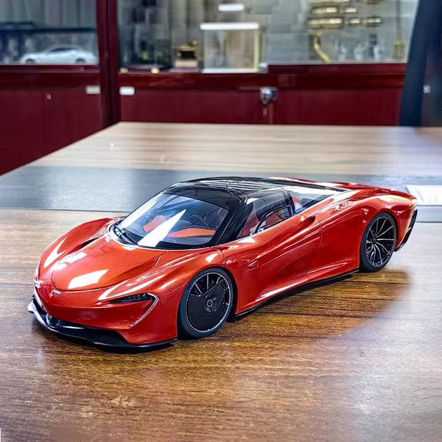 AutoArt McLaren Speedtail Metal Red 1:18 Diecast Model Car - studio product photo of the scale model
