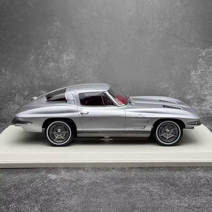 Norev Chevrolet Corvette Sting Ray 1963 Silver 1:18 Diecast Model Car - premium collector scale model