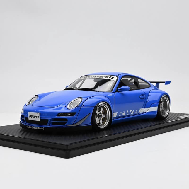 Ignition Model Porsche RWB 997 Widebody Blue 1:18 Resin Model Car - detailed collector display model