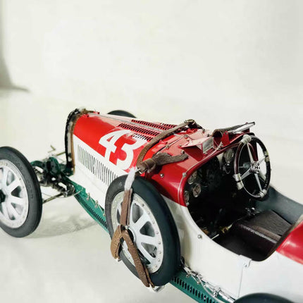 CMC Bugatti Type 35 Grand Prix Red & White #43 1:18 Diecast Model Car - premium collector scale model