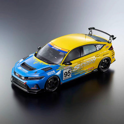 Kyosho Honda Civic Type R FL5 Spoon Edition Yellow Blue 1:18 Resin Model Car - collectible scale model car