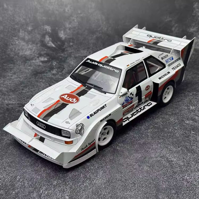 AutoArt 1986 Audi Quattro S1 Rally Monte Carlo 1:18 Diecast Model Car - studio product photo of the scale model